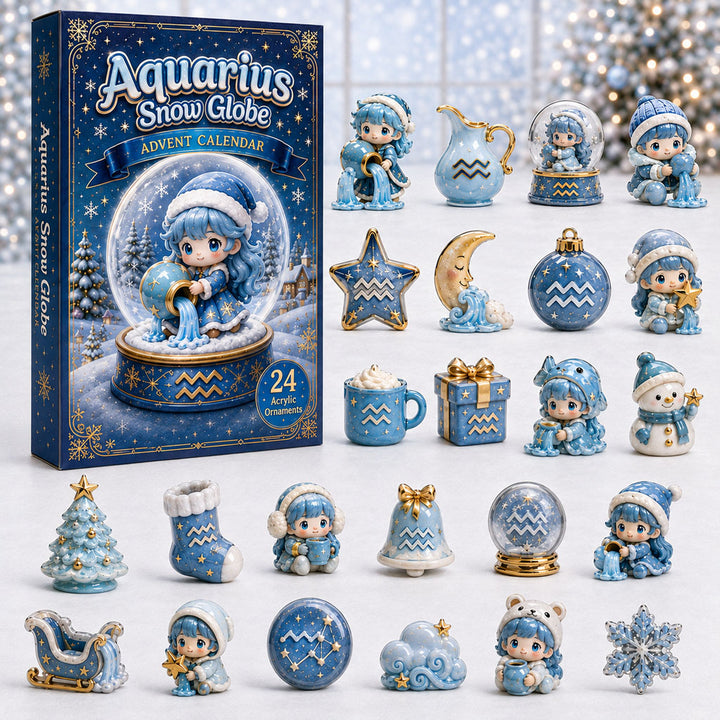 CHRISTMAS KICKOFF 40% OFF - Aquarius Snow Globe Advent Calendar 2026 - 24-Day Festive Countdown, Acrylic Charms Blind Box - Gift For Astrology Lovers AC0HA194