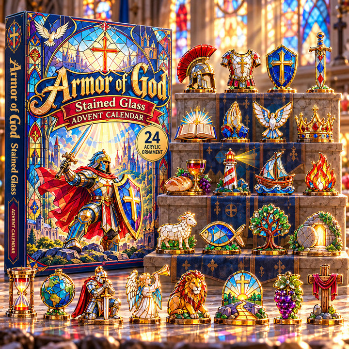 CHRISTMAS KICKOFF 40% OFF - Armor of God Stained Glass Advent Calendar 2026 - 24-Day Festive Countdown, Acrylic Charms Blind Box - Gift For Family, Friends AC0HA568