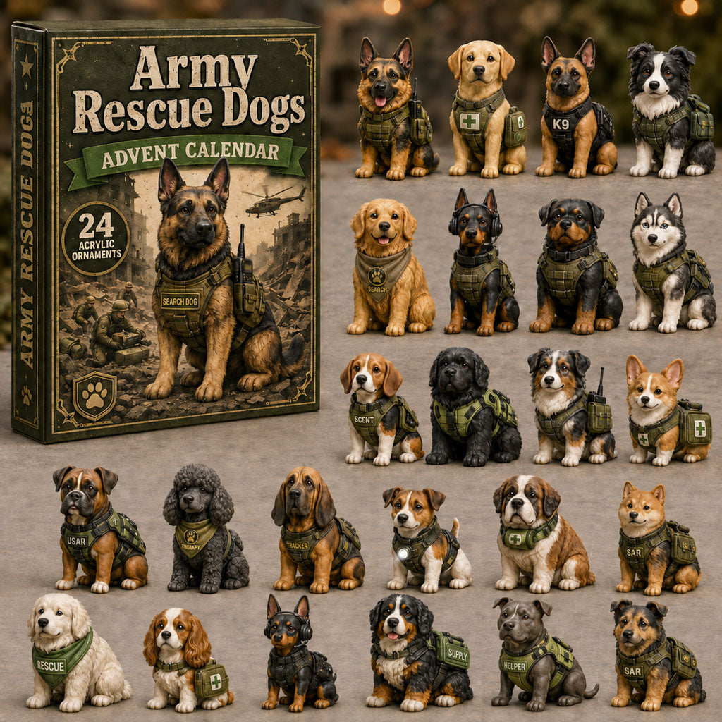 CHRISTMAS KICKOFF 40% OFF - Army Rescue Dogs Advent Calendar 2026 - 24-Day Festive Countdown, Acrylic Charms Blind Box - Gift For Dog Lovers AC0NT041