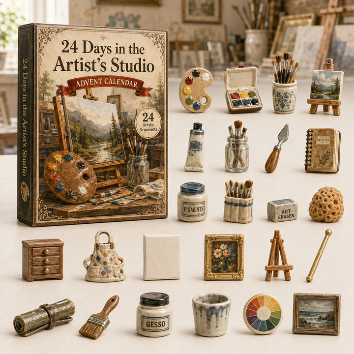 CHRISTMAS KICKOFF 40% OFF - Artist Studio Advent Calendar 2026 - 24-Day Festive Countdown, Acrylic Charms Blind Box - Gift For Art Lovers AC0TH040
