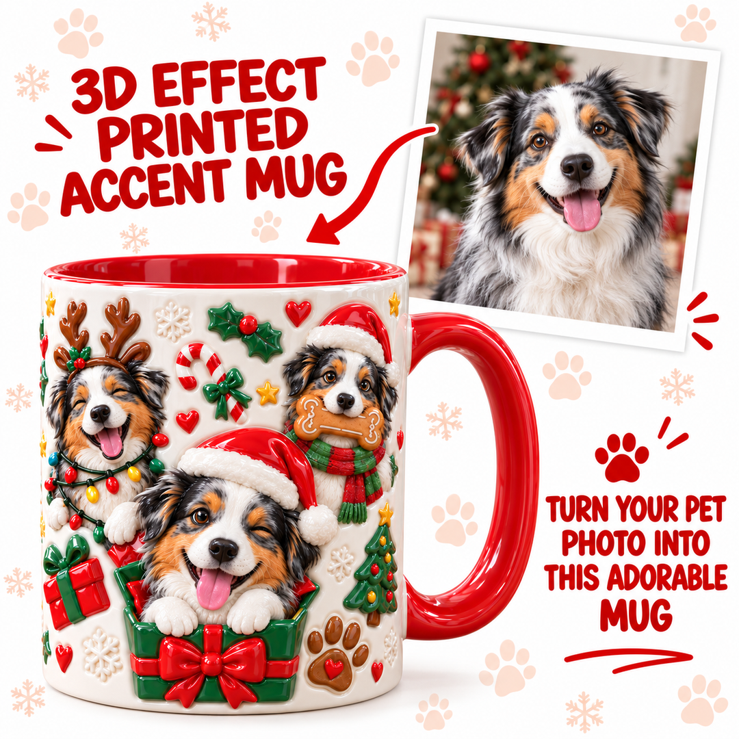 Aussie Portrait Christmas Personalized 3D Effect Printed Accent Mug UPL0TH006