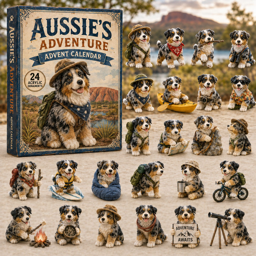 CHRISMAST KICKOFF 40% OFF - Aussie Dog Adventure Advent Calendar 2026 - 24-Day Festive Countdown, Acrylic Charms Blind Box - Gift For Dog Lovers AC0TM100