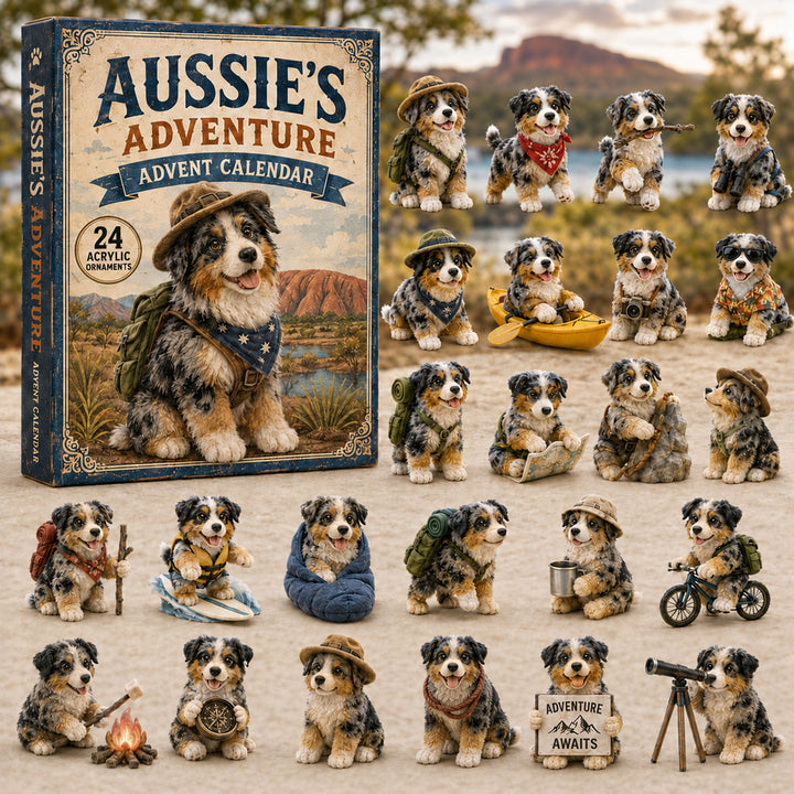 CHRISMAST KICKOFF 40% OFF - Aussie Dog Adventure Advent Calendar 2026 - 24-Day Festive Countdown, Acrylic Charms Blind Box - Gift For Dog Lovers AC0TM100