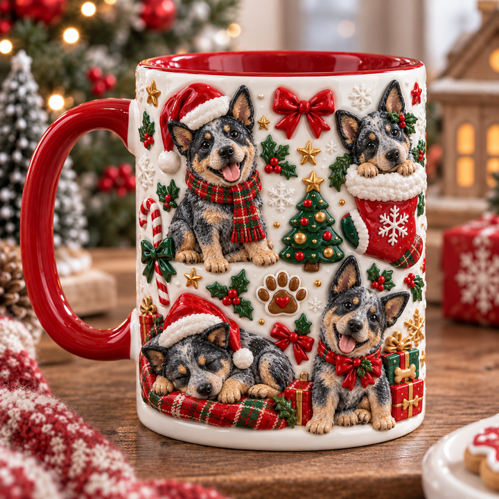 Australian Heeler Christmas 3D Effect Printed Accent Mug NCU0TH062