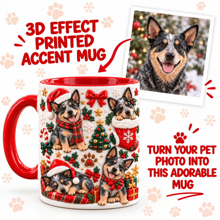 Australian Heeler Christmas Personalized 3D Effect Printed Accent Mug UPL0TH005