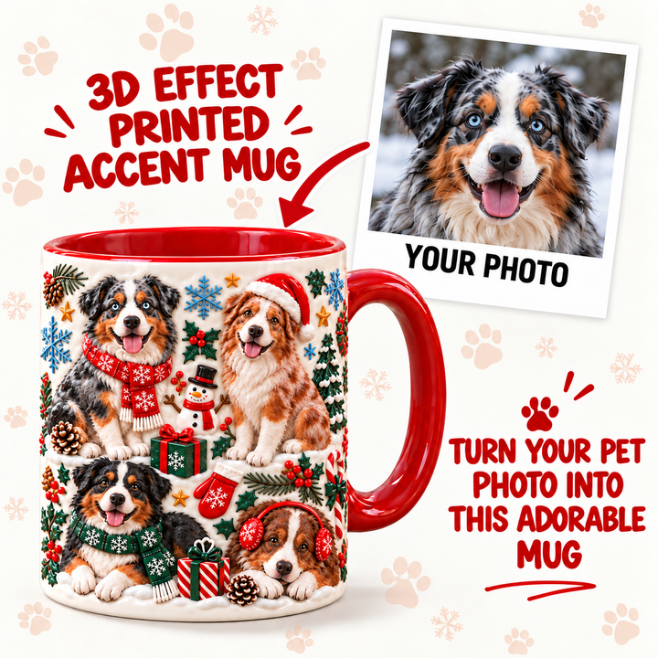 Australian Sheperd Personalized 3D Effect Printed Accent Mug UPL0TM002