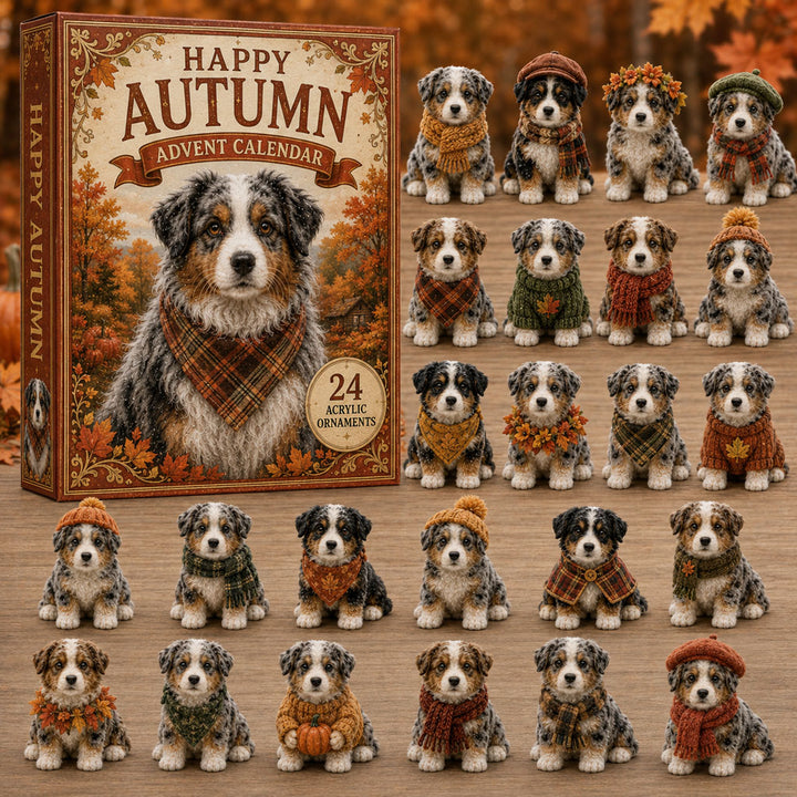 CHRISTMAS KICKOFF 40% OFF - Autumn Australian Shepherd Advent Calendar 2026 - 24-Day Festive Countdown, Acrylic Charms Blind Box - Gift For Dog Lovers AC0TM010