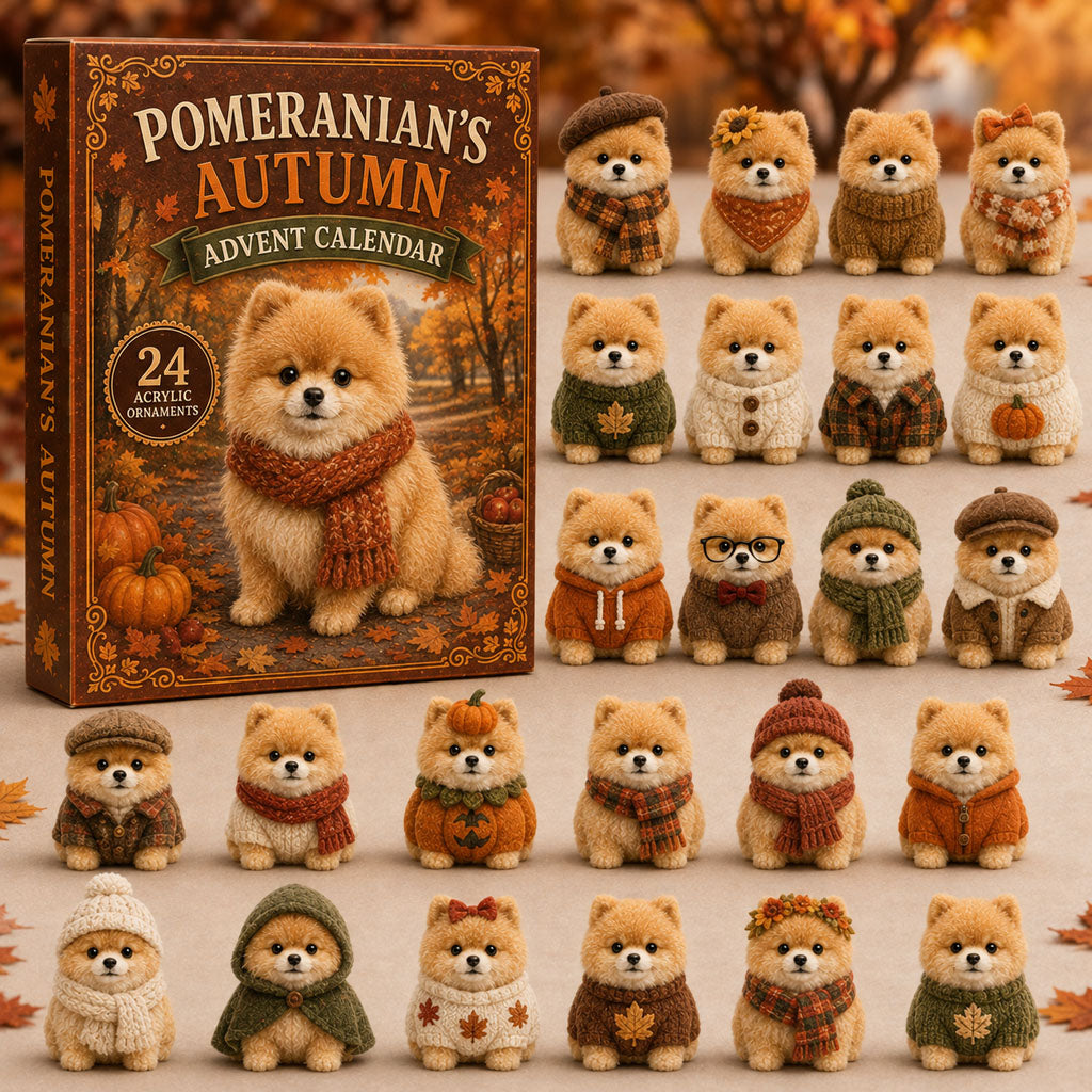 CHRISTMAS KICKOFF 40% OFF - Autumn Pomeranian Advent Calendar 2026 - 24-Day Festive Countdown, Acrylic Charms Blind Box - Gift For Dog Lovers AC0TM009