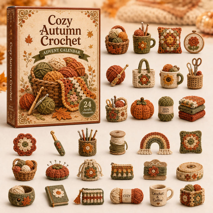 CHRISTMAS KICKOFF 40% OFF - Autumn Vibe Crochet Advent Calendar 2026 - 24-Day Festive Countdown, Acrylic Charms Blind Box - Gift For Crochet Lovers