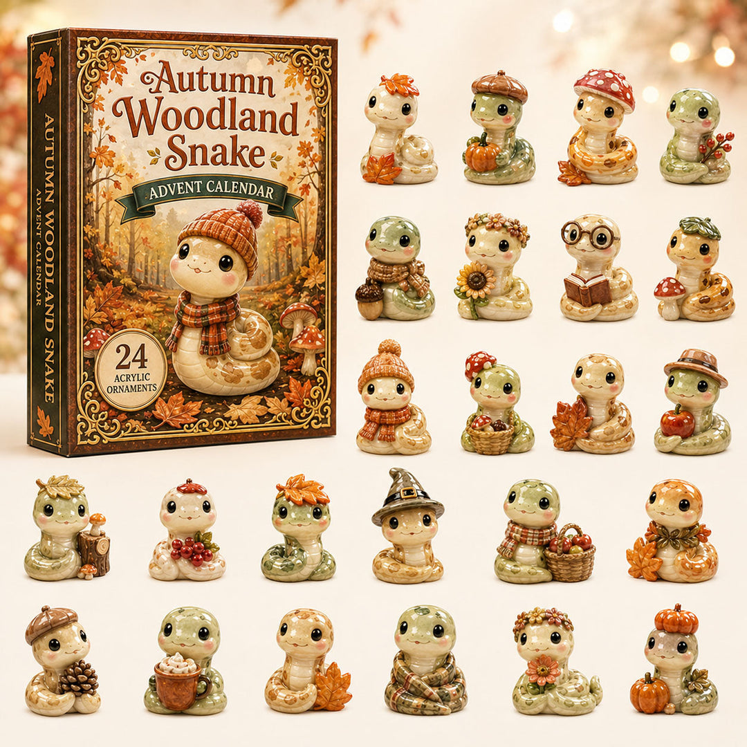 CHRISTMAS KICKOFF 40% OFF - Autumn Woodland Snake Advent Calendar 2026 - 24-Day Festive Countdown, Acrylic Charms Blind Box - Gift For Snake Lovers