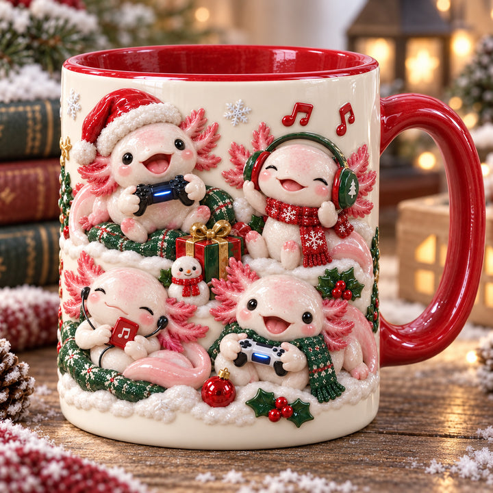 Axolotl Gamer Christmas 3D Effect Printed Accent Mug NCU0HT201