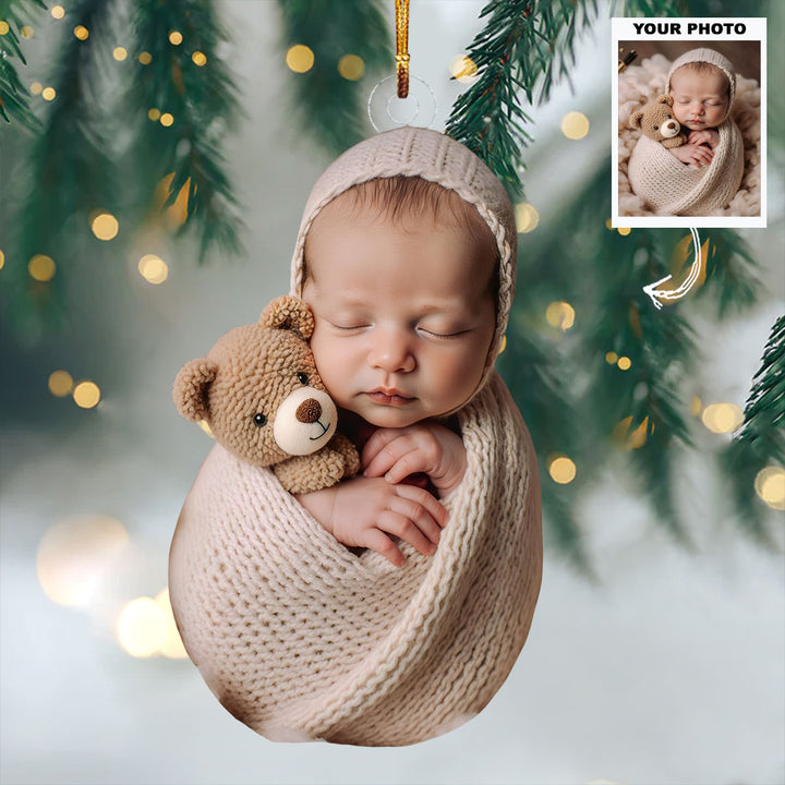 Welcome Little One - Personalized Photo Mica Ornament - Christmas Gift For Family Members