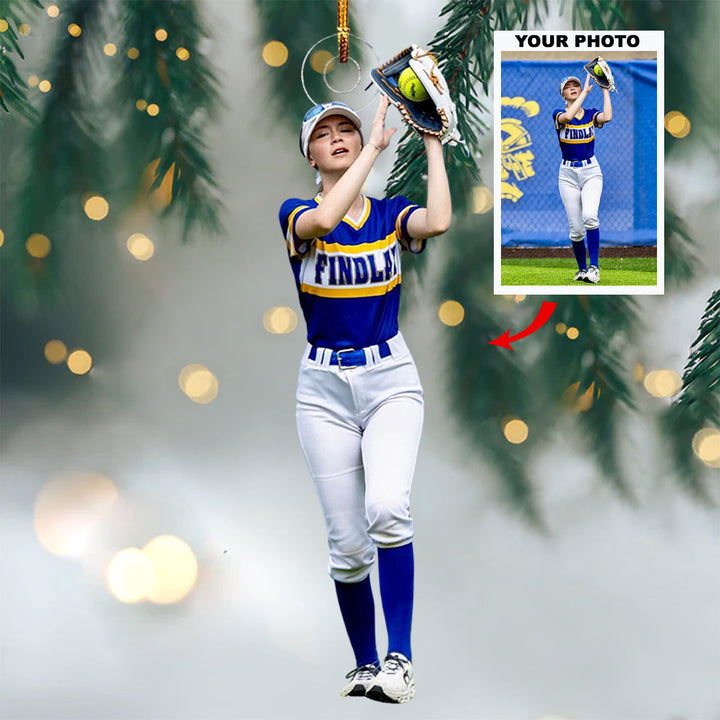 Batting Blaze - Personalized Photo Mica Ornament - Christmas Gift For Softball Lovers, Softball Players