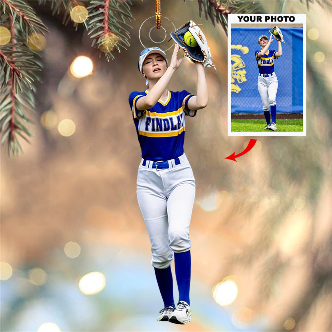 Batting Blaze - Personalized Photo Mica Ornament - Christmas Gift For Softball Lovers, Softball Players