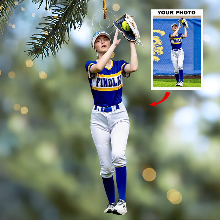 Batting Blaze - Personalized Photo Mica Ornament - Christmas Gift For Softball Lovers, Softball Players