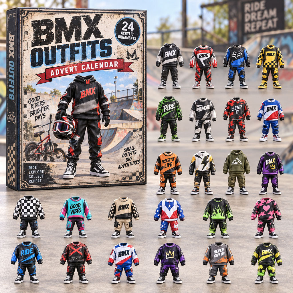 CHRISTMAS KICKOFF 40% OFF - BMX Outfits Advent Calendar 2026 - 24-Day Festive Countdown, Acrylic Charms Blind Box - Gift For BMX Lovers AC0NT294