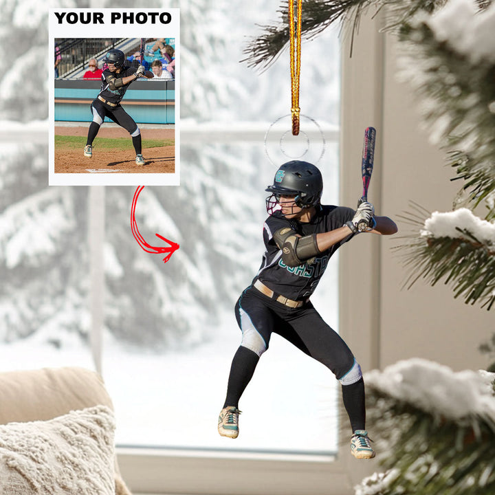Bright Bliss - Personalized Photo Mica Ornament - Christmas Gift For Baseball Players, Baseball Lovers