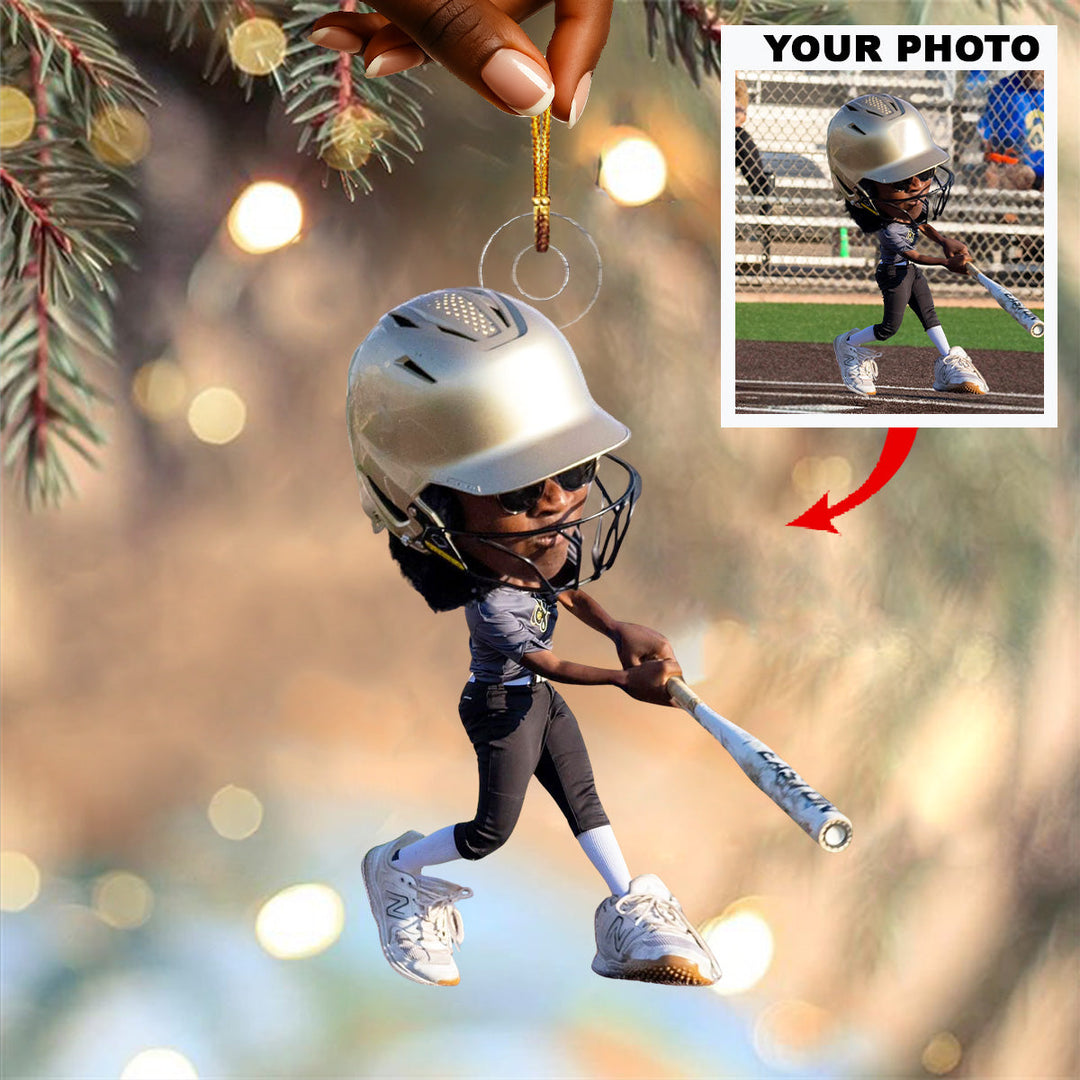 Babe With Bat - Personalized Photo Mica Ornament - Christmas Gift For Family Members