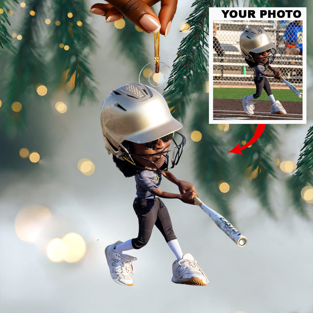 Babe With Bat - Personalized Photo Mica Ornament - Christmas Gift For Family Members