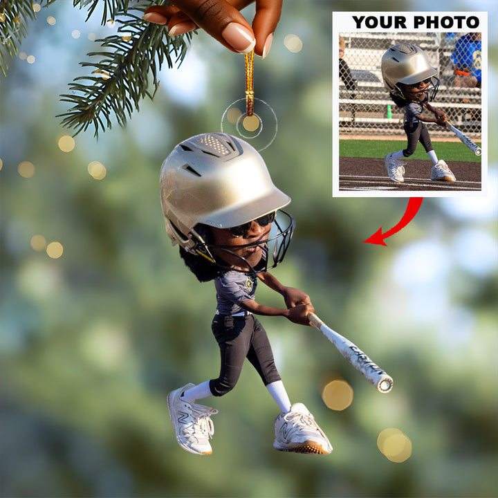 Babe With Bat - Personalized Photo Mica Ornament - Christmas Gift For Family Members