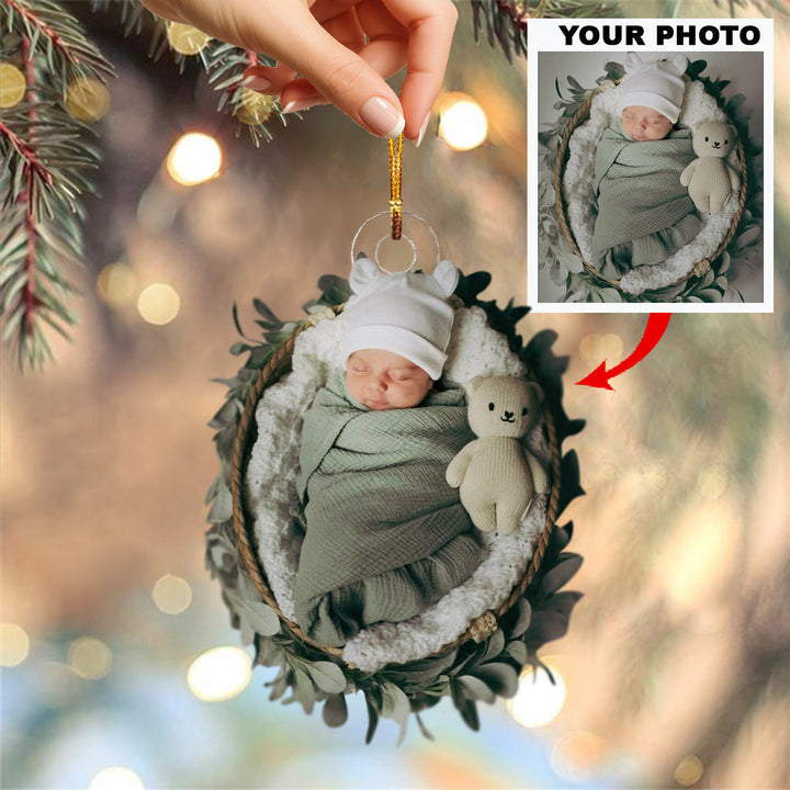 Baby Of My Heart - Personalized Photo Mica Ornament - Christmas Gift For Family Members