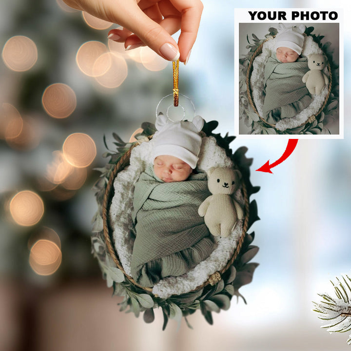 Baby Of My Heart - Personalized Photo Mica Ornament - Christmas Gift For Family Members
