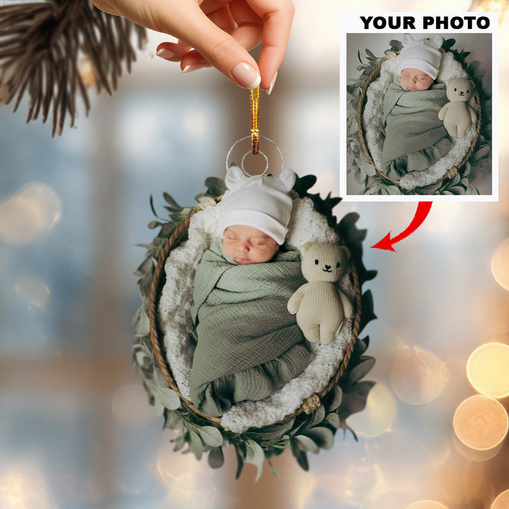 Baby Of My Heart - Personalized Photo Mica Ornament - Christmas Gift For Family Members