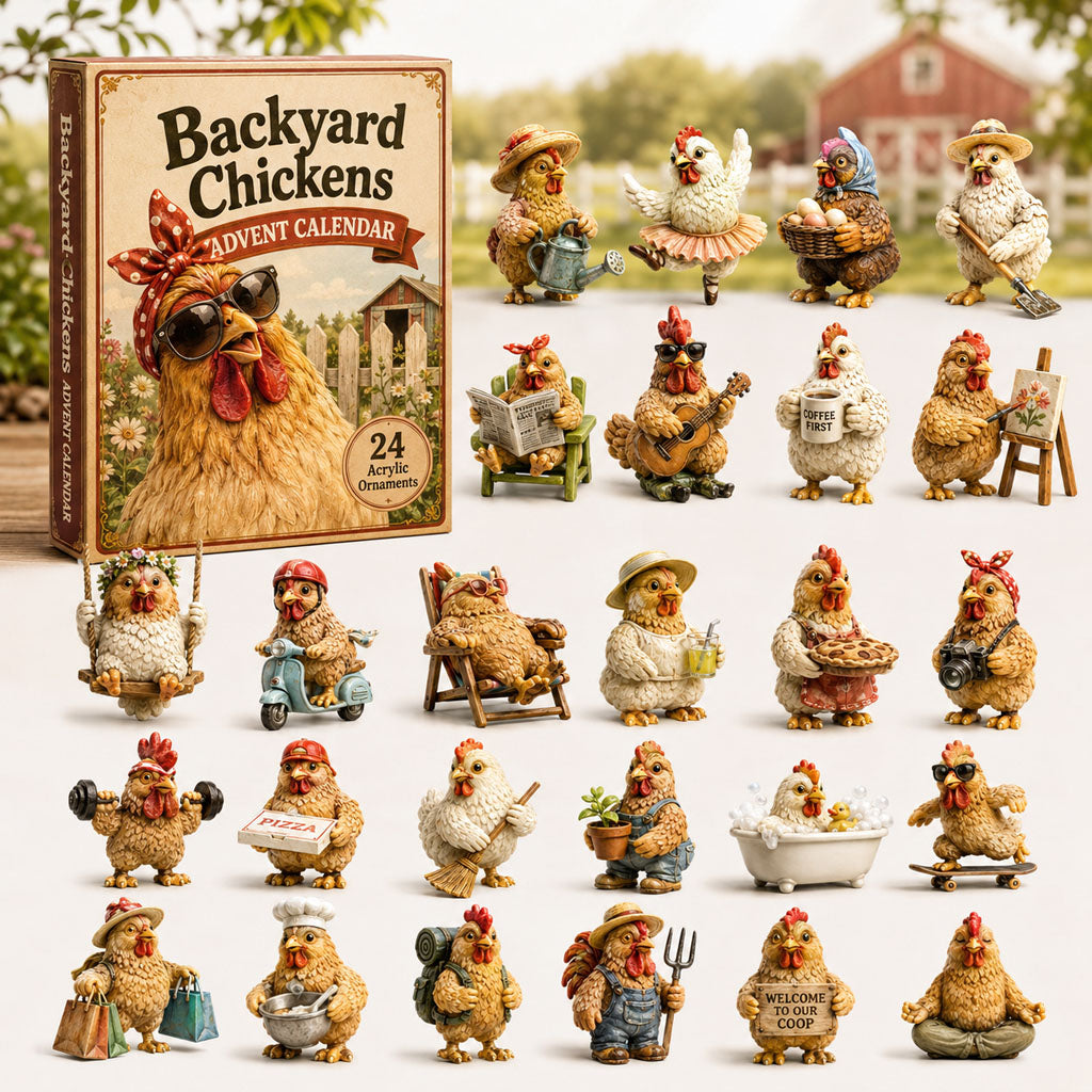 CHRISTMAS KICKOFF 40% OFF - Backyard Chickens Advent Calendar 2026 - 24-Day Festive Countdown, Acrylic Charms Blind Box - Gift For Chicken Lovers AC0TH189