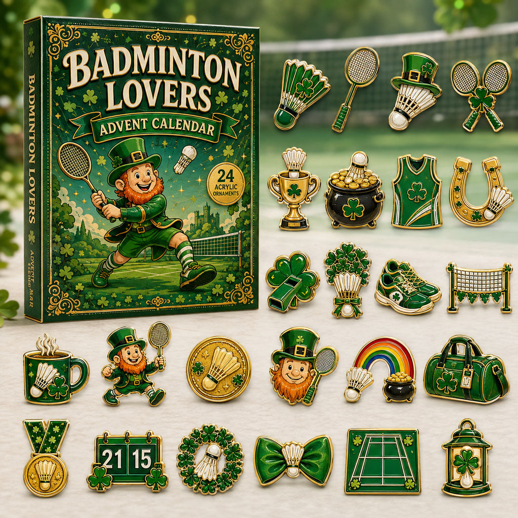 CHRISTMAS KICKOFF 40% OFF - Badminton Leprechaun Advent Calendar 2026 - 24-Day Festive Countdown, Acrylic Charms Blind Box - Gift For Badminton Lovers AC0TM049