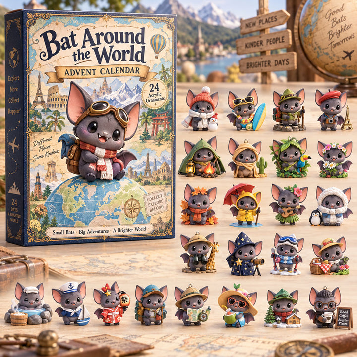 CHRISTMAS KICKOFF 40% OFF - Bat Around the World Advent Calendar 2026 - 24-Day Festive Countdown, Acrylic Charms Blind Box - Gift For Bat Lovers AC0HA351