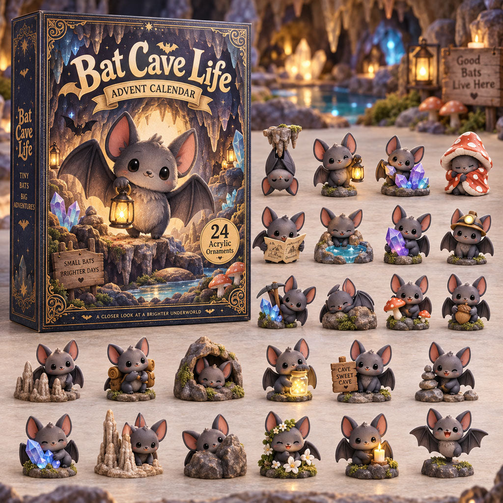 CHRISTMAS KICKOFF 40% OFF - Bat Cave Life Advent Calendar 2026 - 24-Day Festive Countdown, Acrylic Charms Blind Box - Gift For Bat Lovers AC0HA352