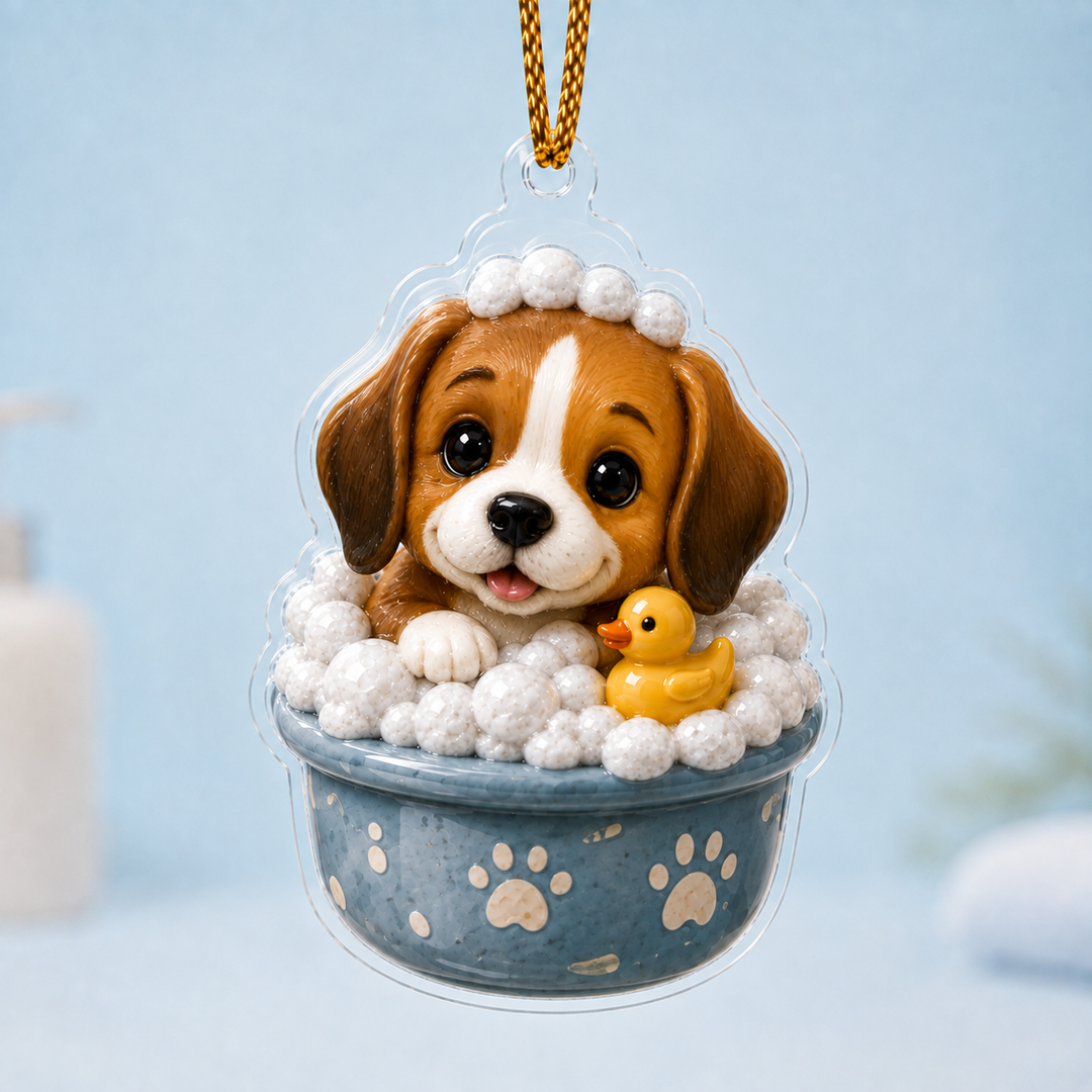 Bath Beagle Adorable Mica Ornament NCU0NT027