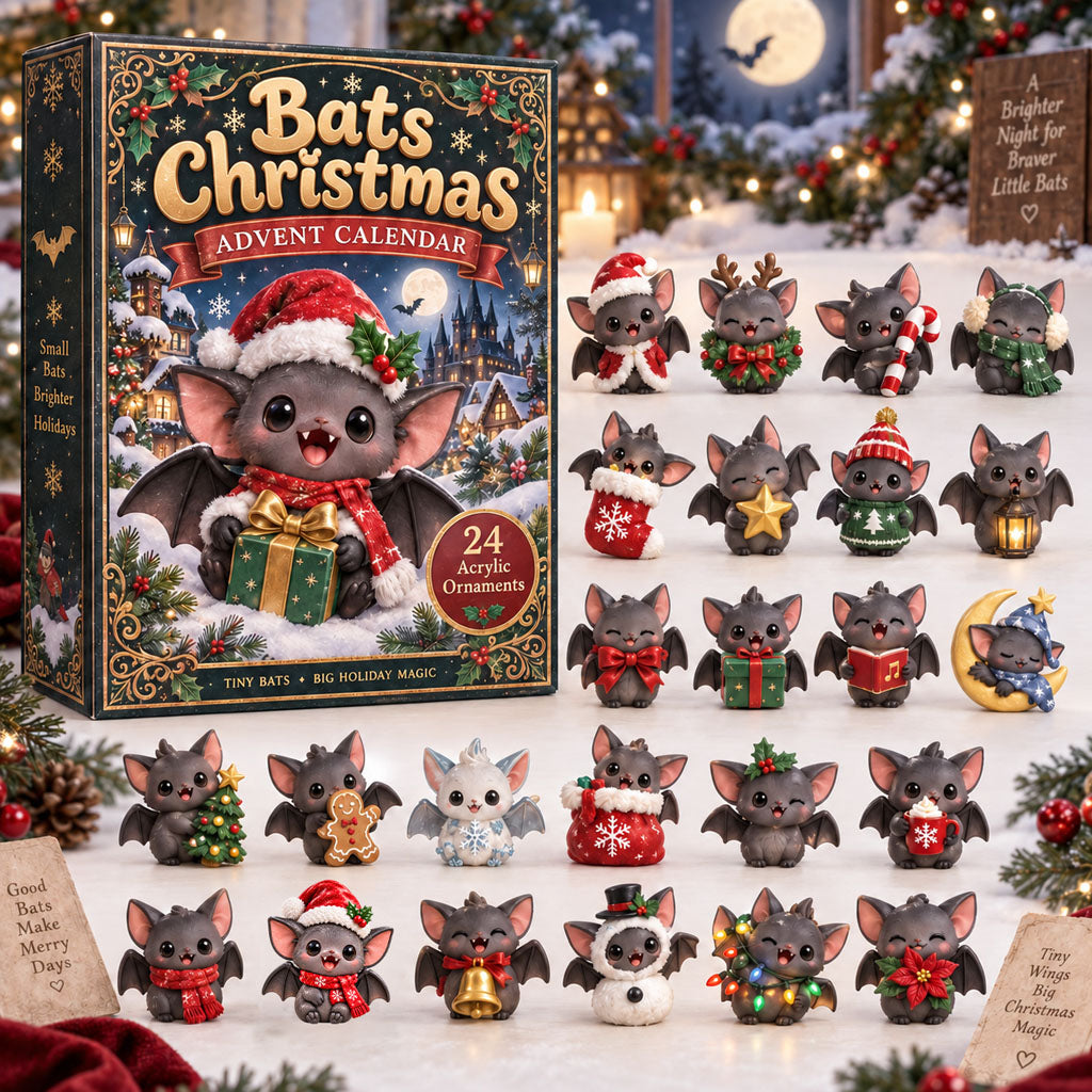 CHRISTMAS KICKOFF 40% OFF - Bats Christmas Advent Calendar 2026 - 24-Day Festive Countdown, Acrylic Charms Blind Box - Gift For Bat Lovers AC0HA353
