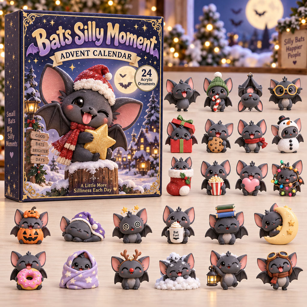 CHRISTMAS KICKOFF 40% OFF - Bats Silly Moment Advent Calendar 2026 - 24-Day Festive Countdown, Acrylic Charms Blind Box - Gift For Bat Lovers AC0HA354