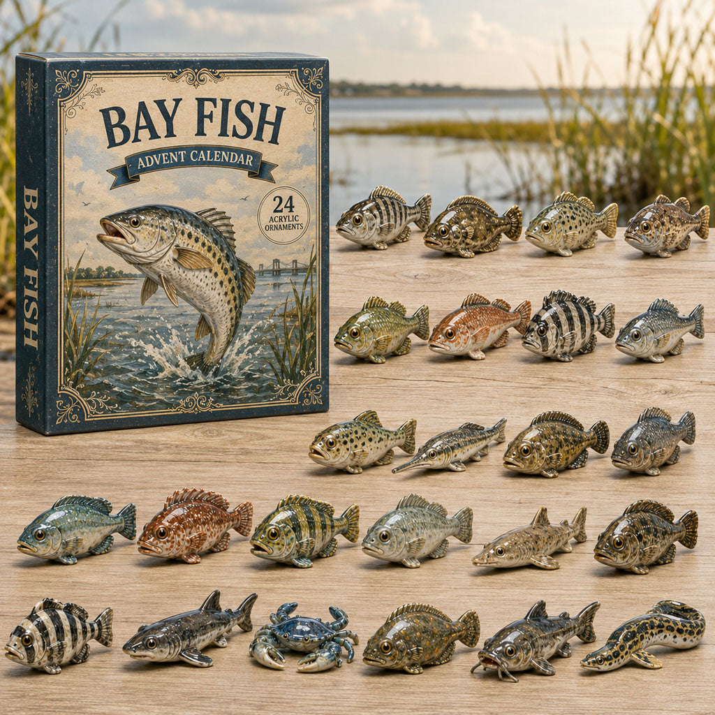CHRISMAST KICKOFF 40% OFF - Bay Fish World Advent Calendar 2026 - 24-Day Festive Countdown, Acrylic Charms Blind Box - Gift For Fish Lovers AC0TM152