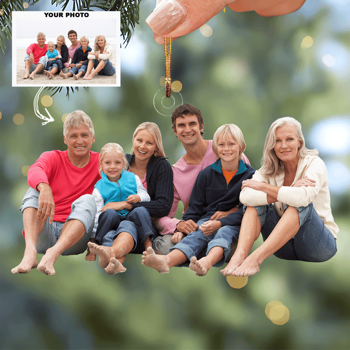Beach Family - Personalized Photo Mica Ornament - Gift For Family, Family Members