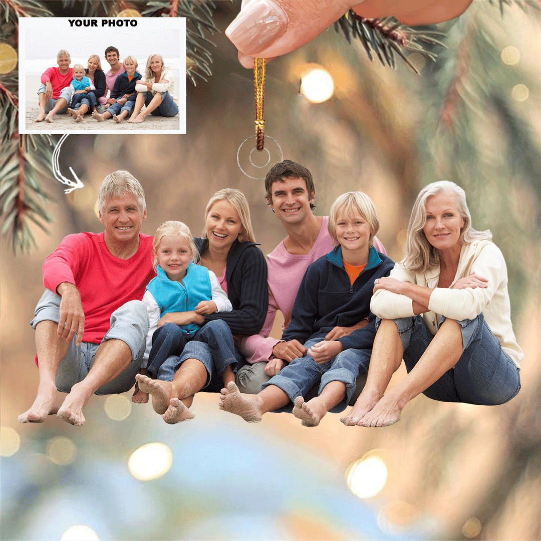 Beach Family - Personalized Photo Mica Ornament - Gift For Family, Family Members