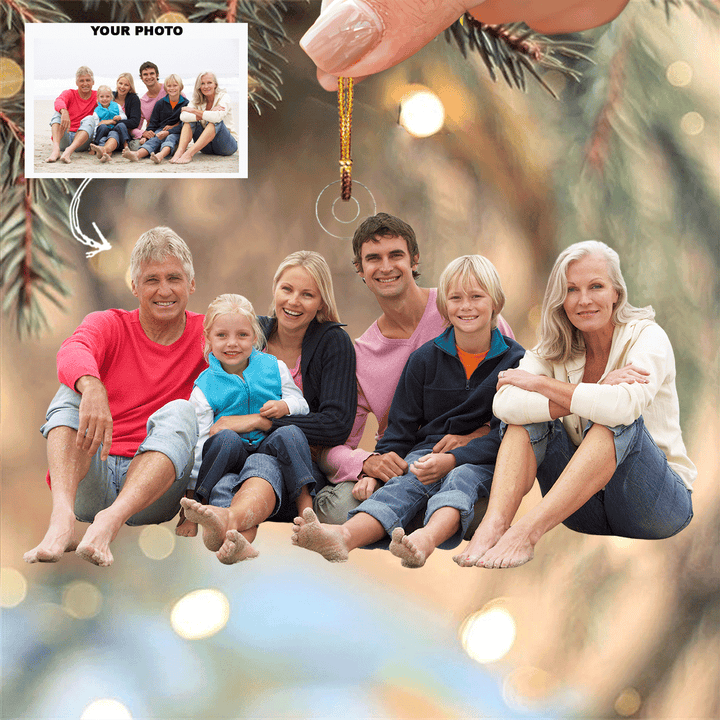 Beach Family - Personalized Photo Mica Ornament - Gift For Family, Family Members