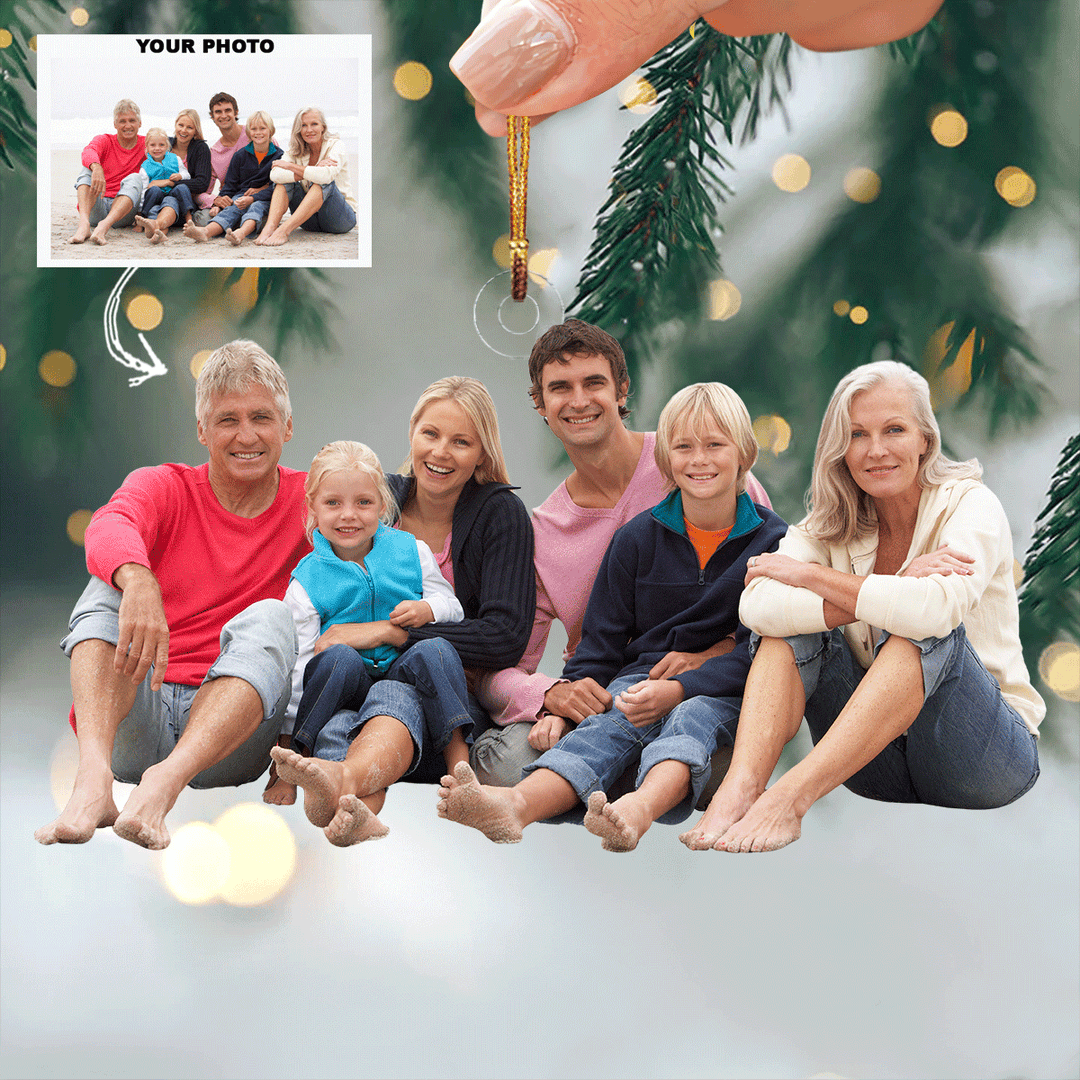 Beach Family - Personalized Photo Mica Ornament - Gift For Family, Family Members