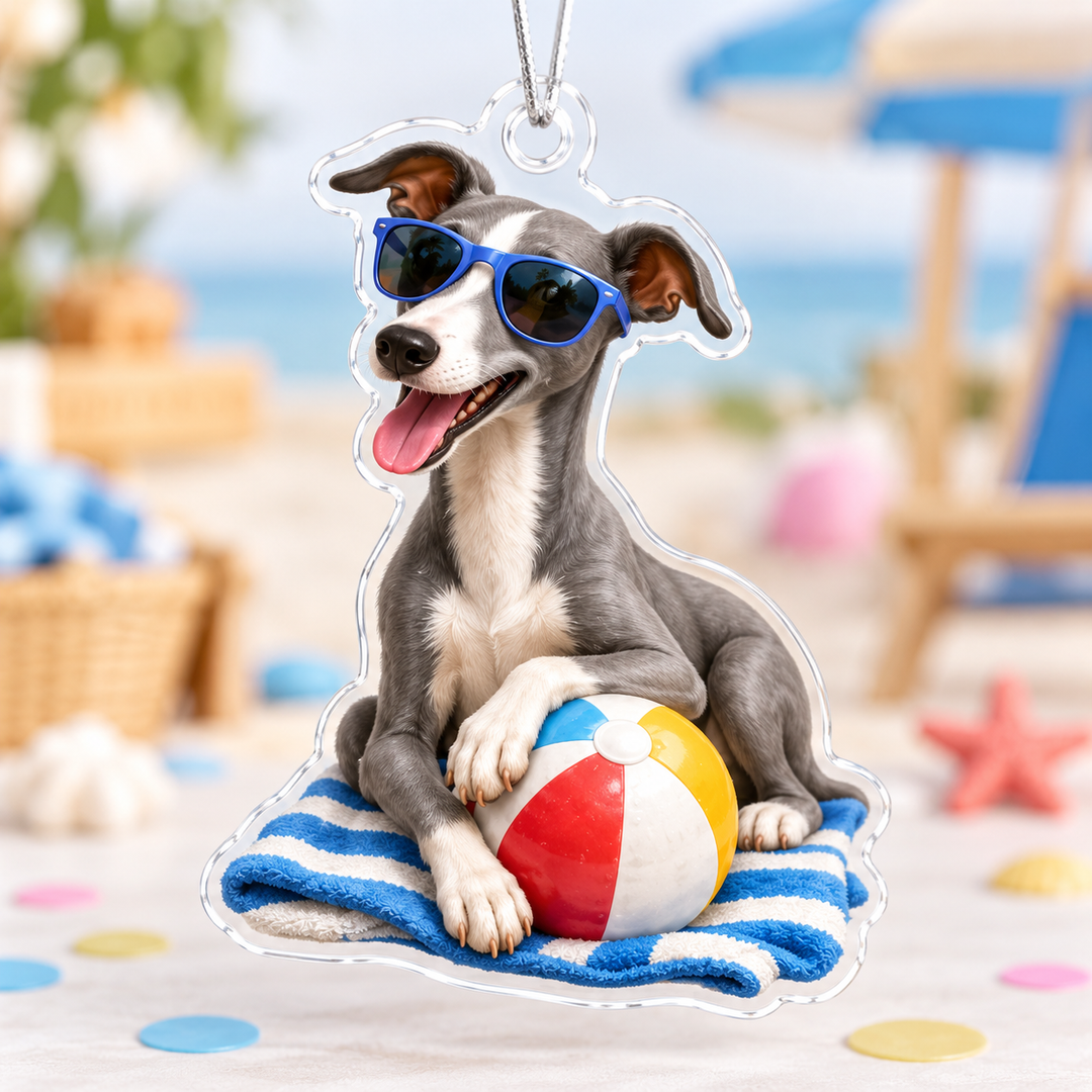 Beach Greyhound Mica Ornament NCU0NT107