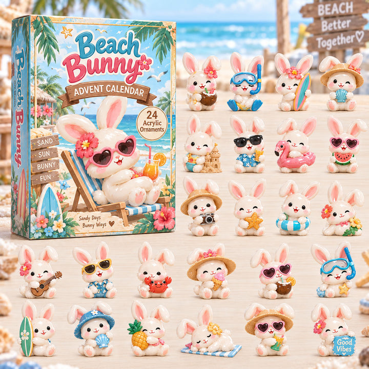 CHRISTMAS KICKOFF 40% OFF - Beach Bunny Advent Calendar 2026 - 24-Day Festive Countdown, Acrylic Charms Blind Box - Gift For Bunny Lovers AC0HA241