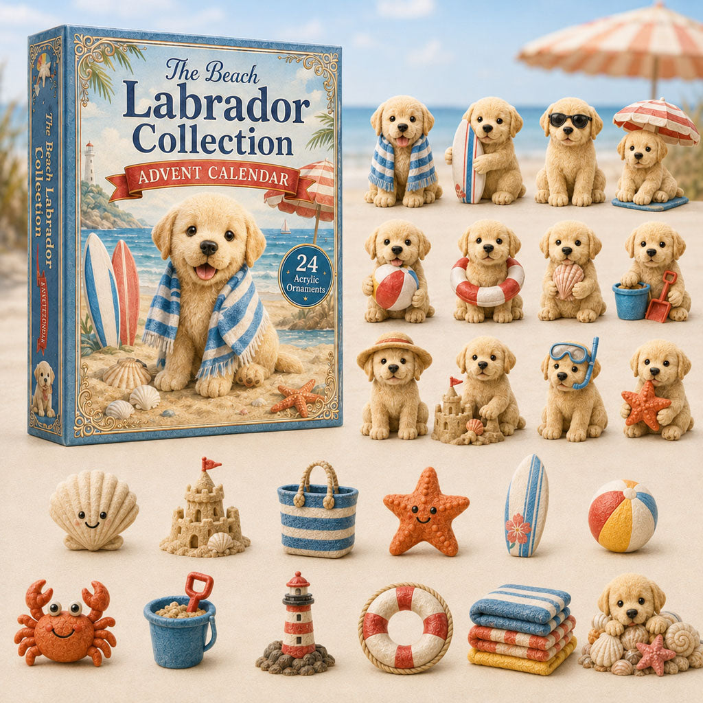 CHRISTMAS KICKOFF 40% OFF - Beach Labrador Advent Calendar 2026 - 24-Day Festive Countdown, Acrylic Charms Blind Box - Gift For Labrador Lovers AC0TH031