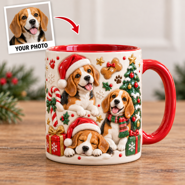 Beagle Christmas Personalized 3D Effect Printed Accent Mug UPL0TH008