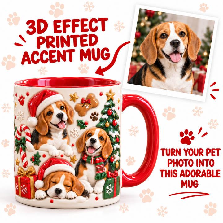 Beagle Christmas Personalized 3D Effect Printed Accent Mug UPL0TH008