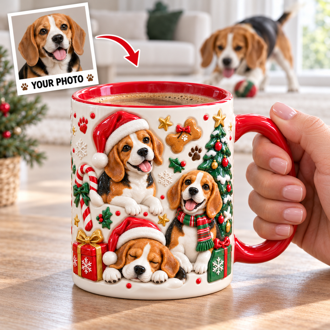 Beagle Christmas Personalized 3D Effect Printed Accent Mug UPL0TH008