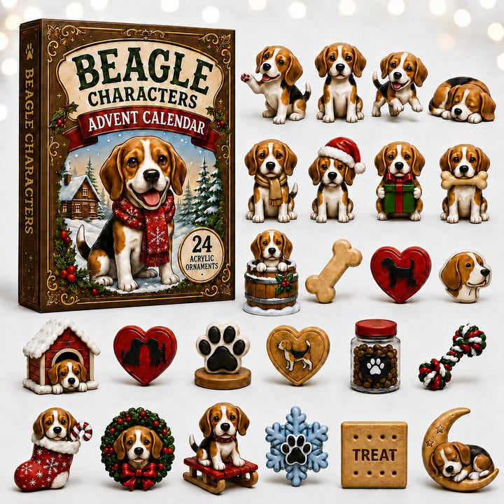 CHRISTMAS KICKOFF 40% OFF - Beagle Advent Calendar 2026 - 24-Day Festive Countdown, Acrylic Charms Blind Box - Gift For Dogs Lovers