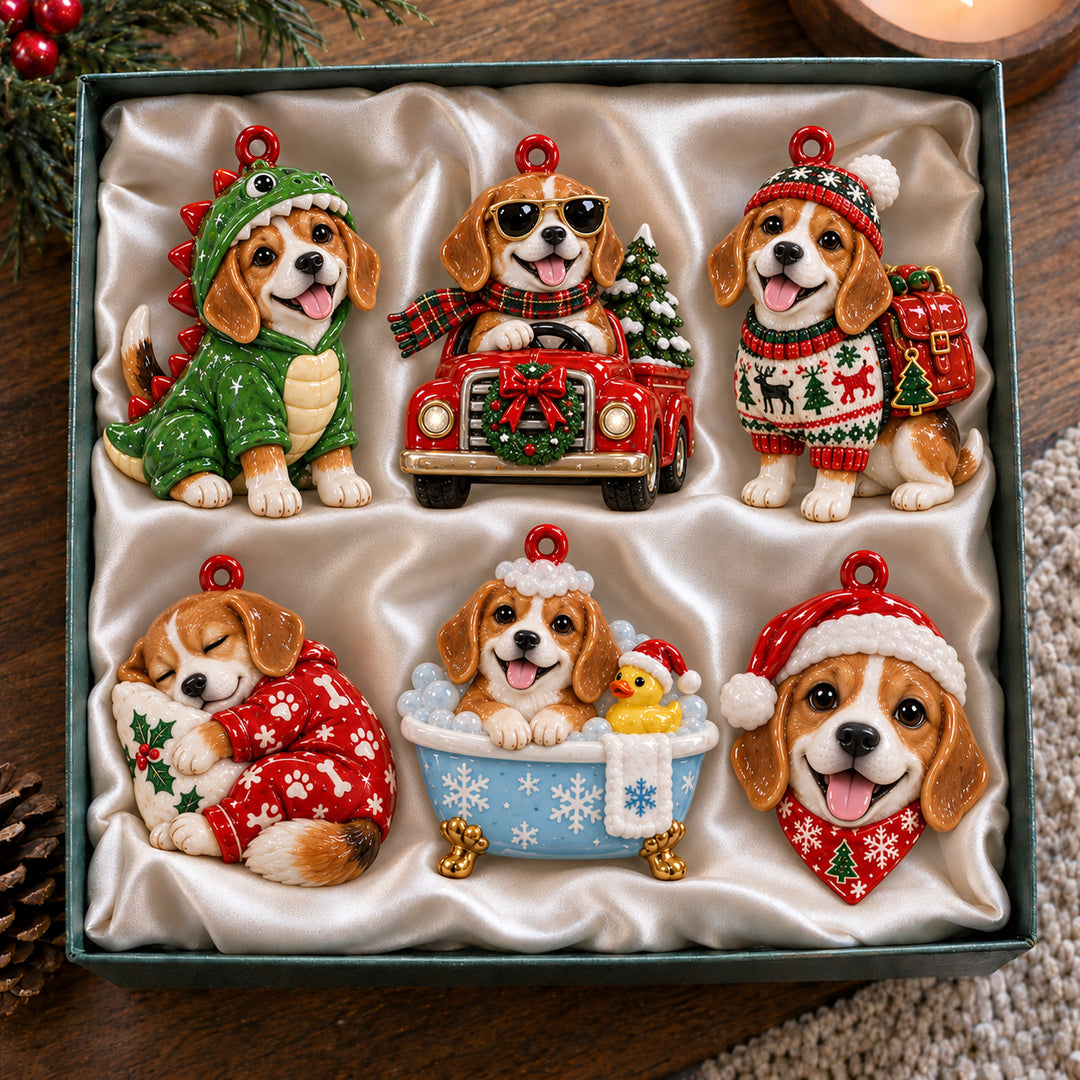 Beagle Holiday Moments Acrylic Ornament Gift Set NCU0HT286