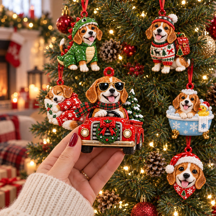 Beagle Holiday Moments Acrylic Ornament Gift Set NCU0HT286