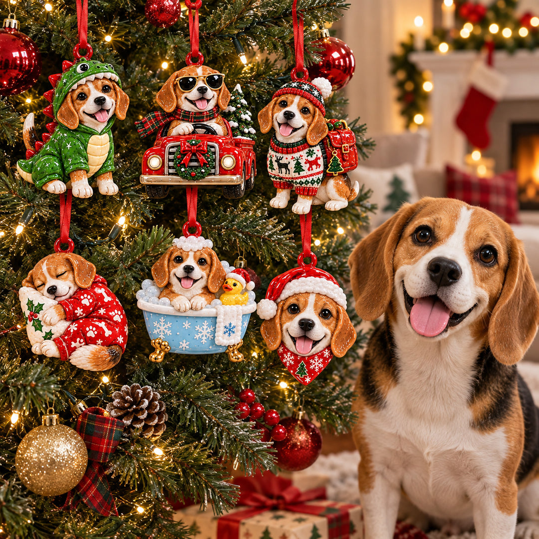 Beagle Holiday Moments Acrylic Ornament Gift Set NCU0HT286