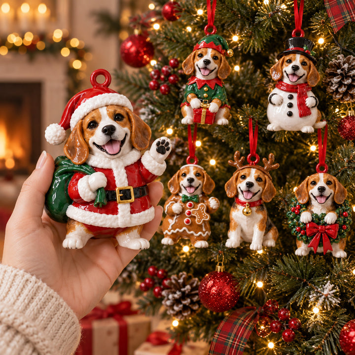 Beagle Santa Crew Acrylic Ornament Gift Set NCU0HT287